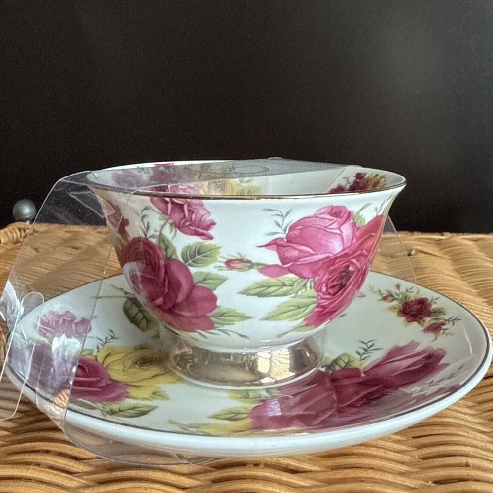 Grace Teaware Flower Rose Teacup & Saucer